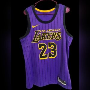 Nike NBA Lebron James #23 Purple&Black Los Angeles Lakers Jersey Size 48